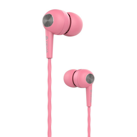 Écouteurs Filaires avec télécommande et micro Jack 3.5mm Devia EM018 - Rose