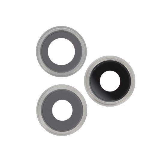 Lentilles Caméra Arrière avec Contour iPhone (Argent) (ReLife)